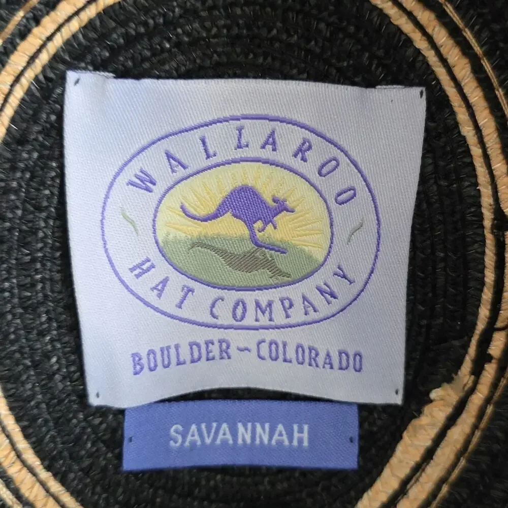 Wallaroo Hat Companyy Savannah Sun Hat Striped Black and Tan Wide Brim Hat